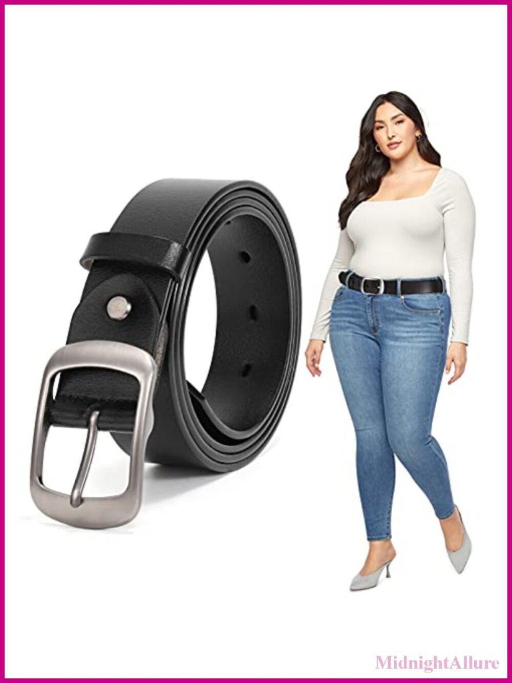 Plus Size Women's Leather Belt Metal Pin Buckle Waist Belt for Jeans Pants